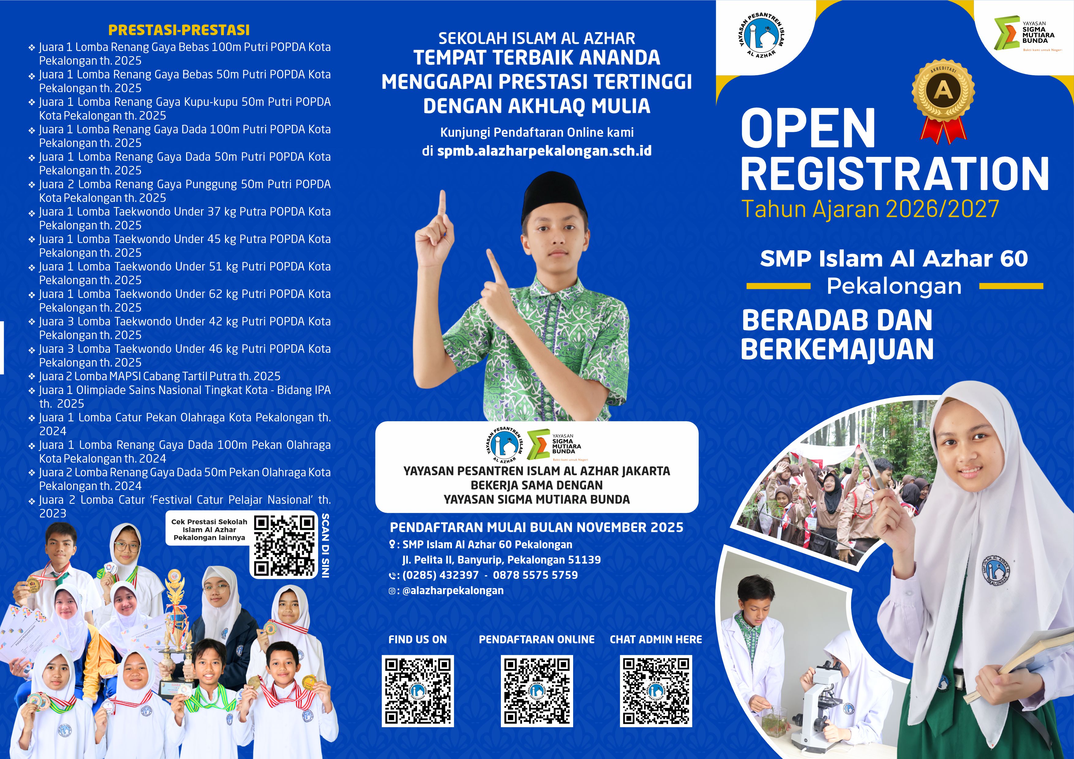 Brosur PMB SMP Islam Al Azhar 60 Pekalongan DEPAN